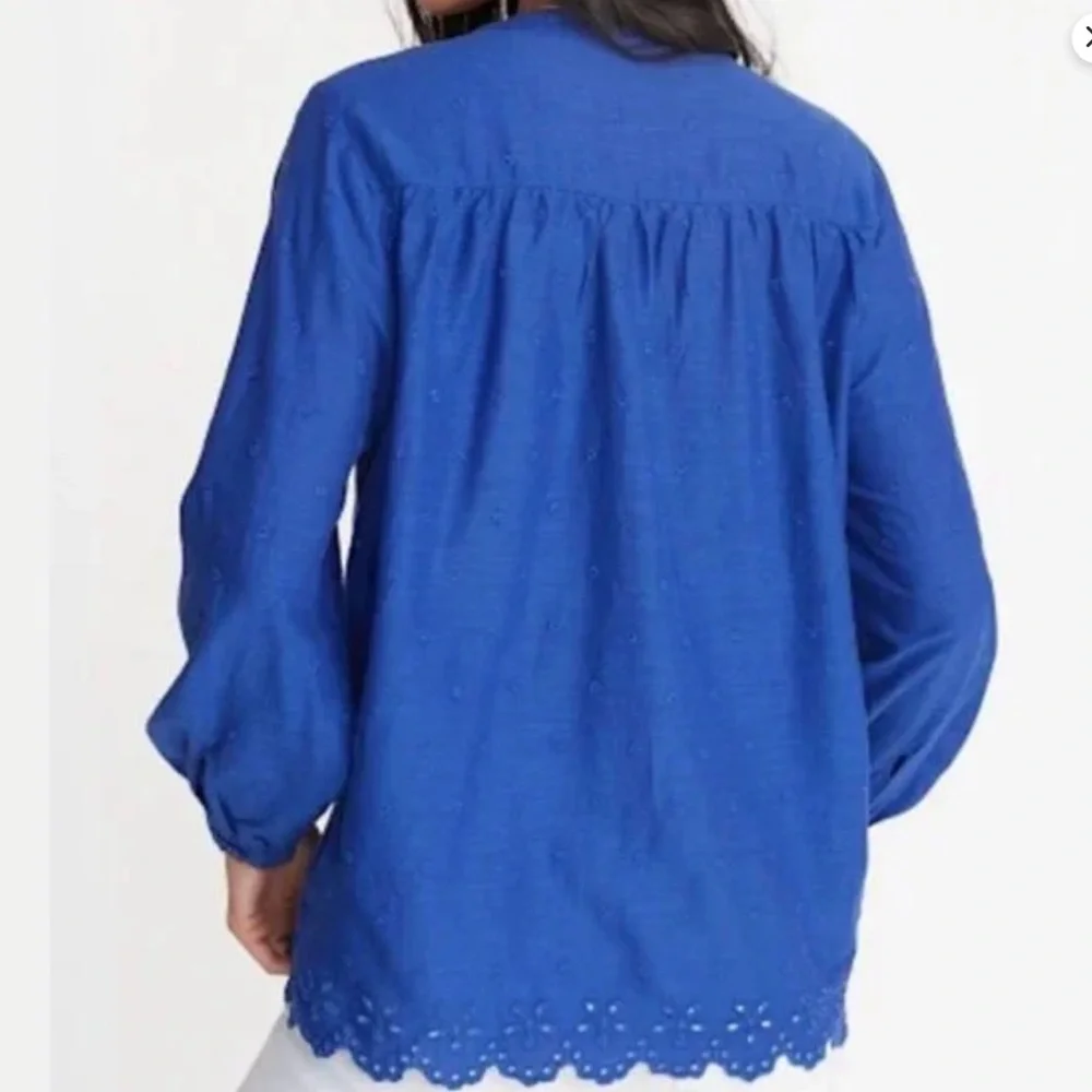 Old Navy Blue Boho Top w/Scalloped Eyelet Trim Sz XL NWT